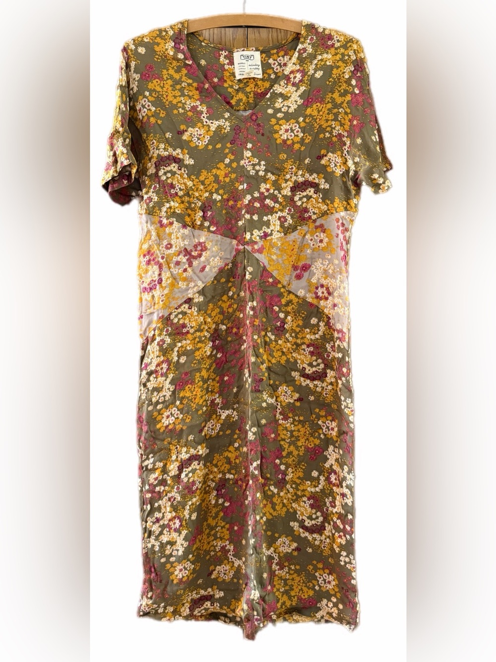 Anthropologie Saturday/Sunday for Tiny by Anthropologie Olive Floral Dress XS - Picture 8 of 14
